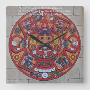 Mayan Calendar & Proverb Wall Clock Quadratische Wanduhr