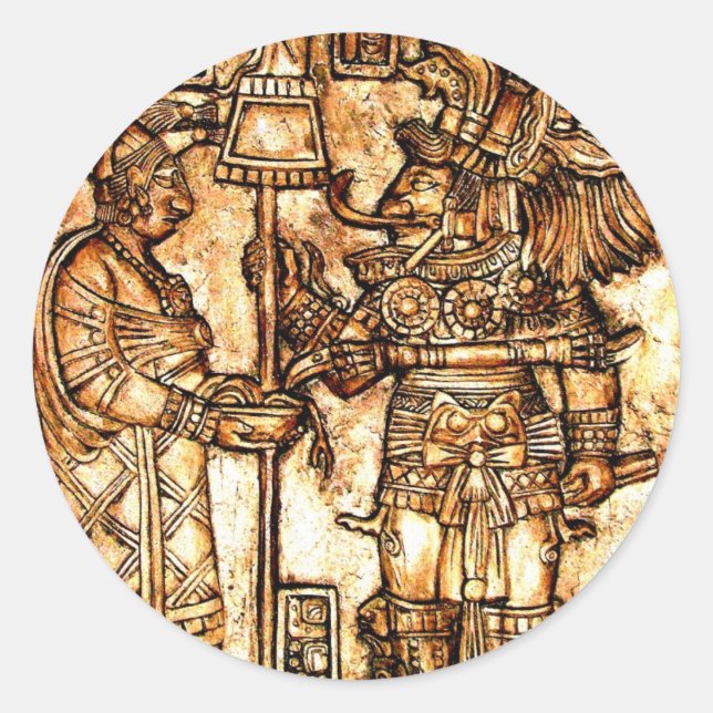 Mayan Carvings Foto Series #1 Runder Aufkleber (Vorderseite)