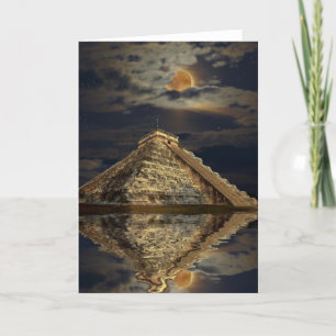 Mayan Chichen Itza Temple & Moon Greeting Card Karte