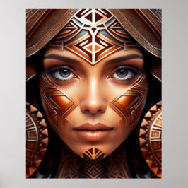 Mayan Flavored Abstrakt Metallic Face Makeup Poster