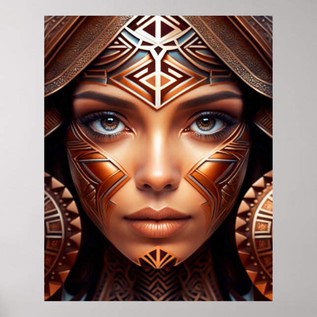 Mayan Flavored Abstrakt Metallic Face Makeup Poster (Vorne)