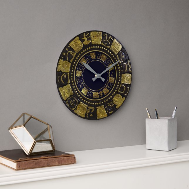 Mayan Glyphs Clock Große Wanduhr (Büro)