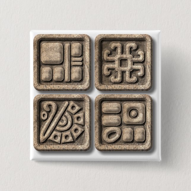 Mayan Glyphs-stone Button (Vorderseite)