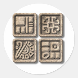 Mayan Glyphs-stone Runder Aufkleber
