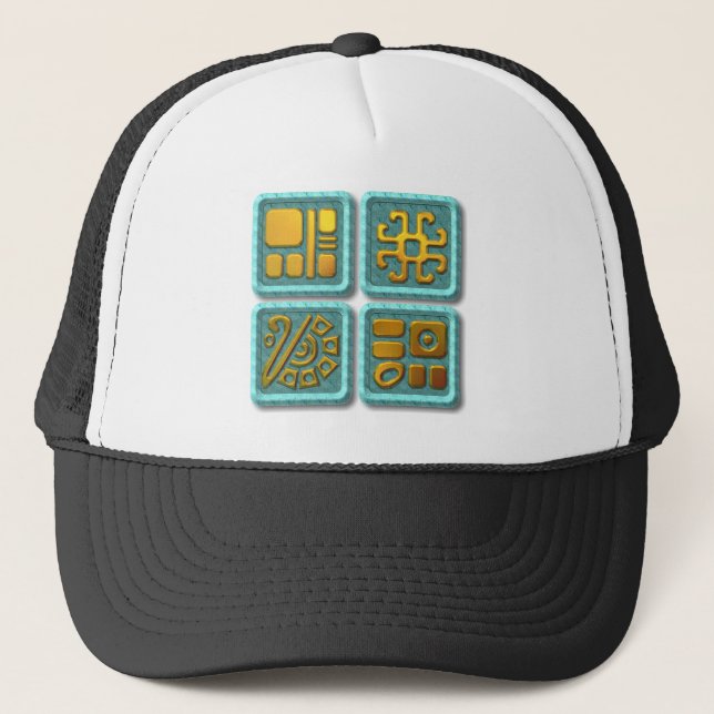Mayan Glyphs-türkis Truckerkappe (Vorderseite)