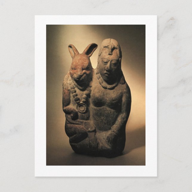 Mayan Goodess Ixchel und ihr Kaninchenbegleiter Postkarte (Vorderseite)