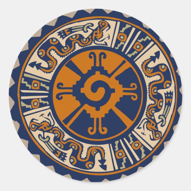 Mayan Hunab Ku Runder Aufkleber (Vorderseite)