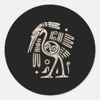 Mayan Indian Heron Crane Ancient Tribal Abstrakt B Runder Aufkleber