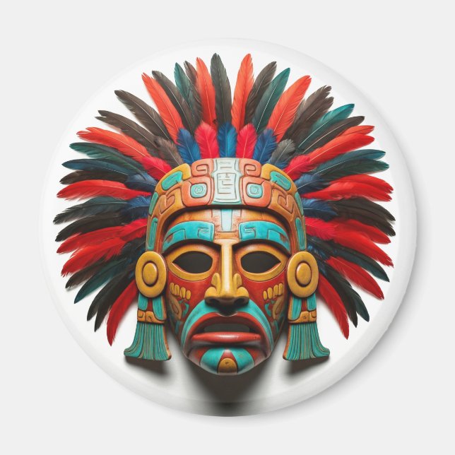 Mayan Mask Mexico Reisen Magnet (Vorne)
