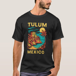 Mayan Ruinen Strand Tulum Mexiko Vintage Herren Co T-Shirt