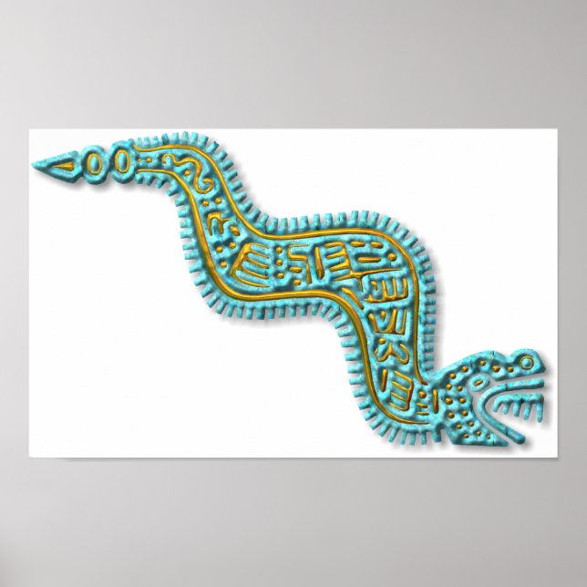 Mayan Serpent-türkis und Gold Poster (Vorne)