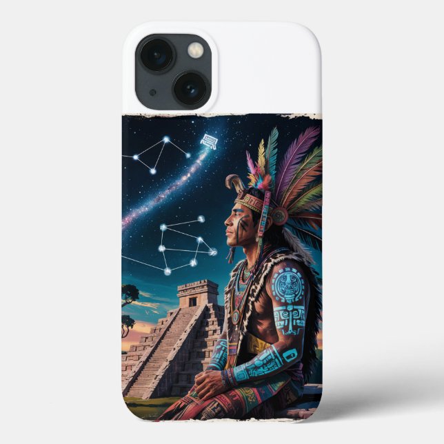 Mayan Shaman Stargazer | Kalender und Glyphen Case-Mate iPhone Hülle (Rückseite)