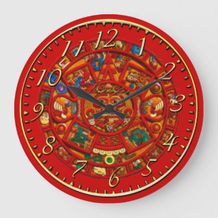 Mayan Sun Calendar Aztec Mexican History Clock Große Wanduhr