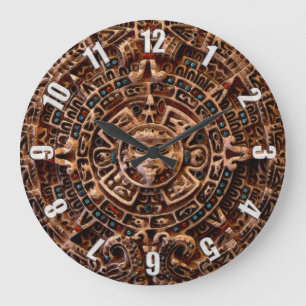 Mayan Sun Calendar Aztec Mexico History Clock Große Wanduhr