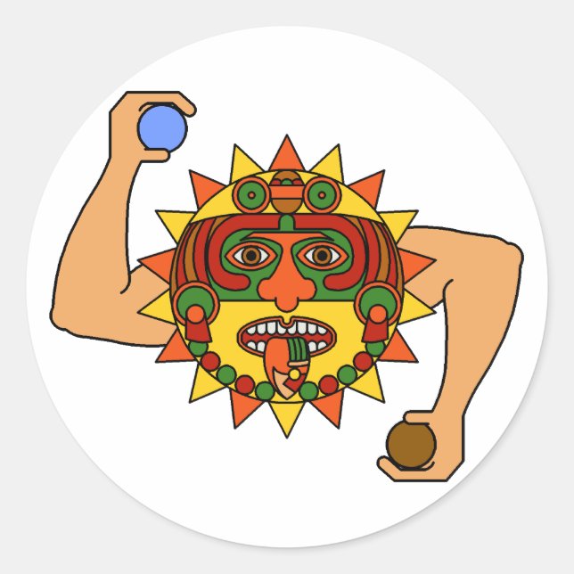 Mayan Sun God - Kinich Ahua Runder Aufkleber (Vorderseite)