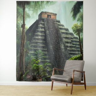 Mayan-Tempel-Tapete Wandteppich
