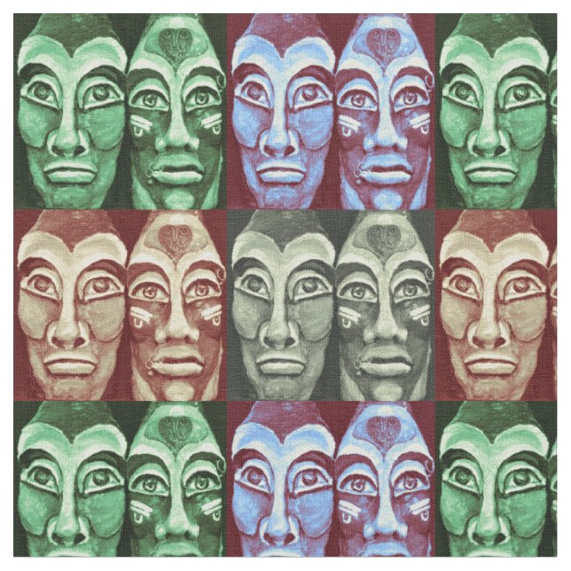 Mayan Warriors - Moderne Avantgarde Stoff (Nahaufnahme)