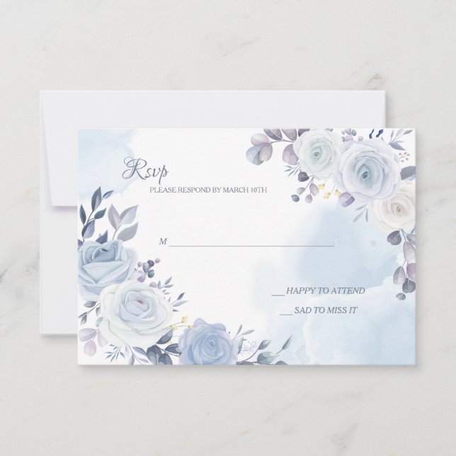 Mayflower Blue RSVP Cards Karte (Vorderseite)