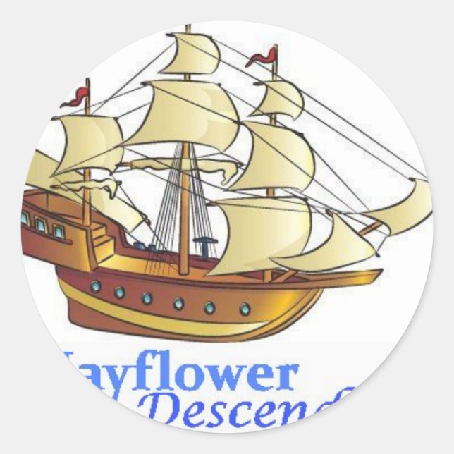 Mayflower Descendant Segelschiff Runder Aufkleber (Vorderseite)
