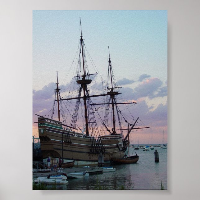 Mayflower II bei Sonnenuntergang Poster (Vorne)