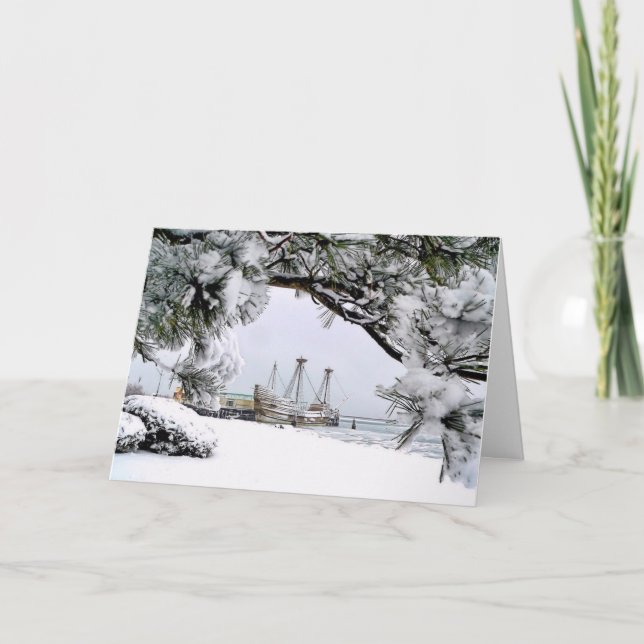 Mayflower II, Plymouth, MA Feiertagskarte (Vorderseite)