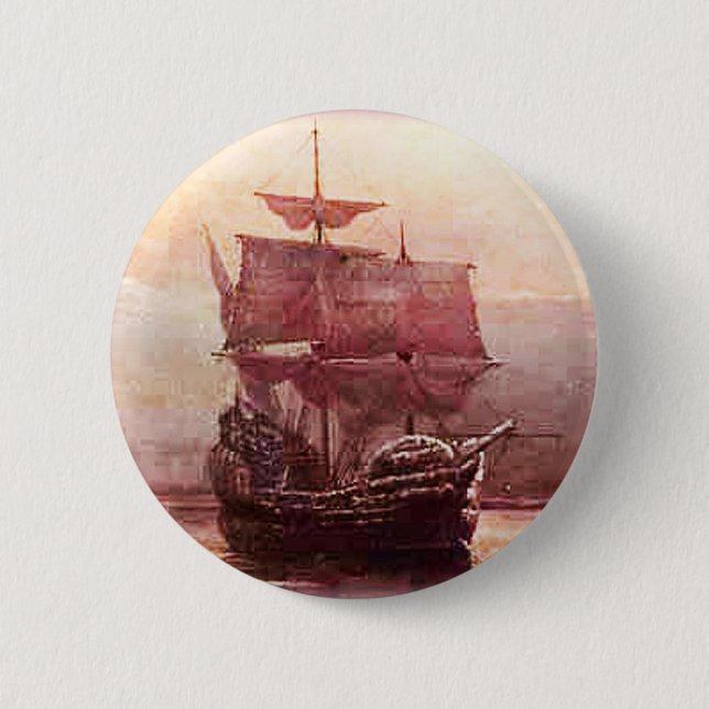 Mayflower im der Hudson-Hafen Button (Vorderseite)