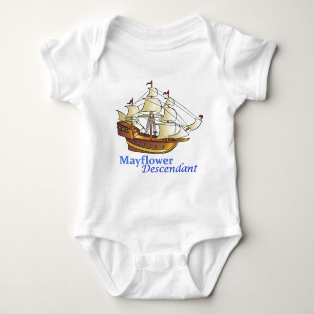 Mayflower Nachkomme-Segelschiff Baby Strampler (Vorderseite)