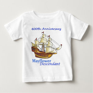 Mayflower Nachkomme-Segelschiff-Jahrestag Baby T-shirt