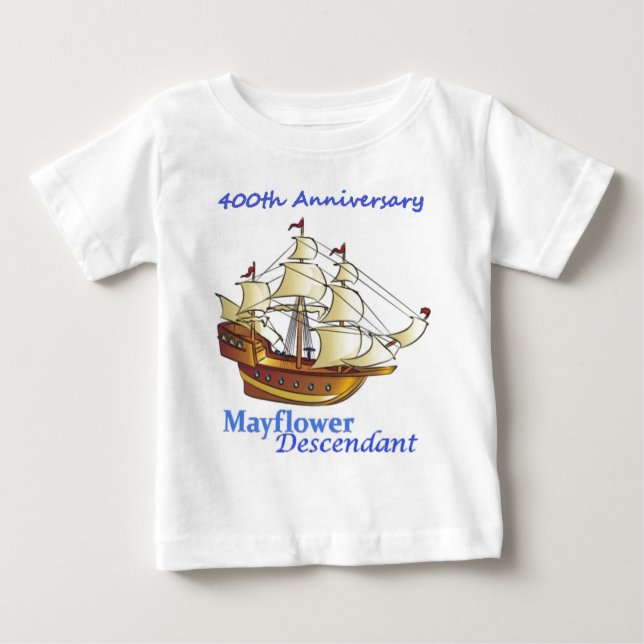 Mayflower Nachkomme-Segelschiff-Jahrestag Baby T-shirt (Vorderseite)