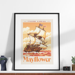 Mayflower Schiff Vintage englische Karracke Poster