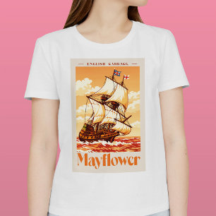 Mayflower Schiff Vintage englische Karracke Poster T-Shirt