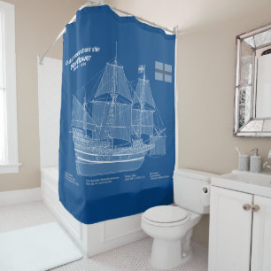 Mayflower - Schiffs-Blueprint-Pläne ABD Duschvorhang
