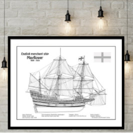 Mayflower - SchiffskBlueprint-Pläne BD Poster