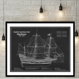 Mayflower - Schiffsplan PD Fotodruck