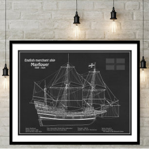 Mayflower - Schiffsplan PD Poster