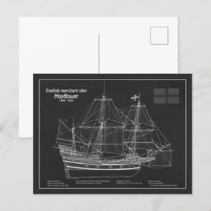 Mayflower - Schiffsplan PD Postkarte