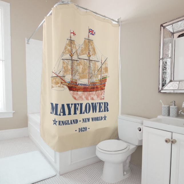 Mayflower Tall Ship - England in New World im Jahr Duschvorhang (Beispiel)