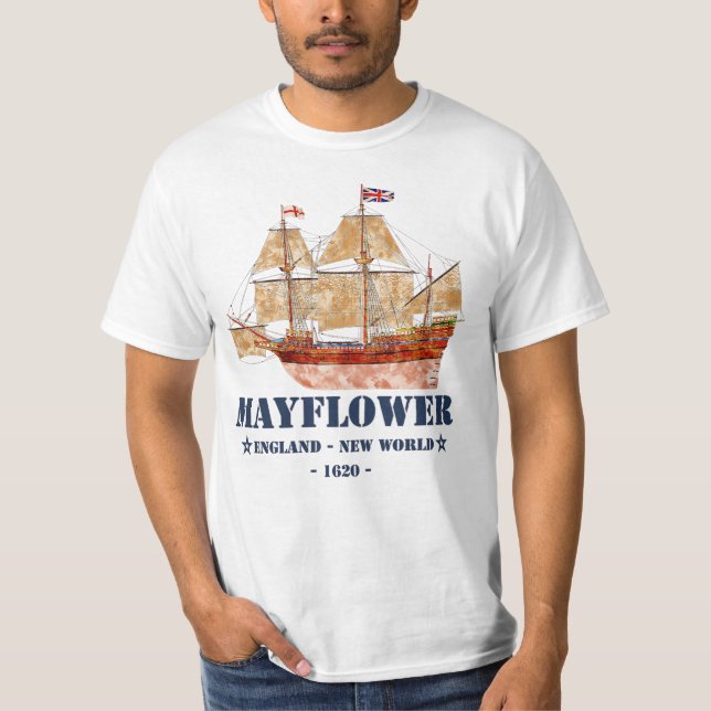 Mayflower Tall Ship - England in New World im Jahr T-Shirt (Vorderseite)