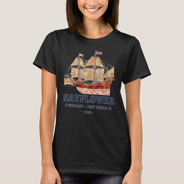 Mayflower Tall Ship - England in New World im Jahr T-Shirt (Vorderseite)