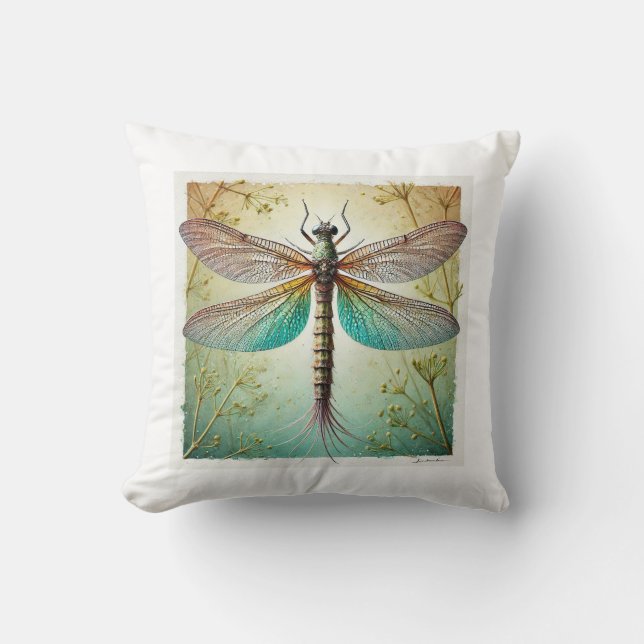 Mayfly in Natural Harmony 100924IREF234 - Watercol Kissen (Vorderseite)