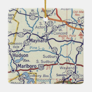 Maynard MA Vintag Map Keramikornament