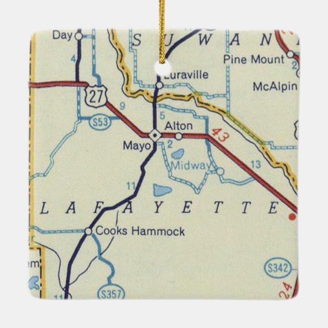 Mayo FL Vintag Map Keramikornament (Rückseite)