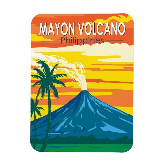 Mayon Volcanes Philippinen Reisen Kunst Vintag Magnet (Vertikal)