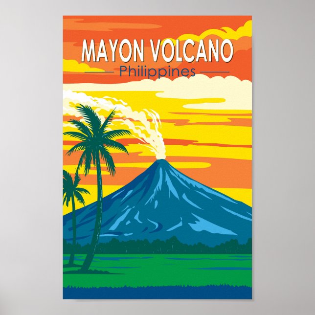 Mayon Volcanes Philippinen Reisen Kunst Vintag Poster (Vorne)