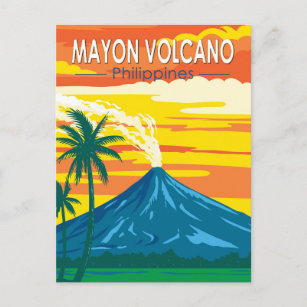 Mayon Volcanes Philippinen Reisen Kunst Vintag Postkarte