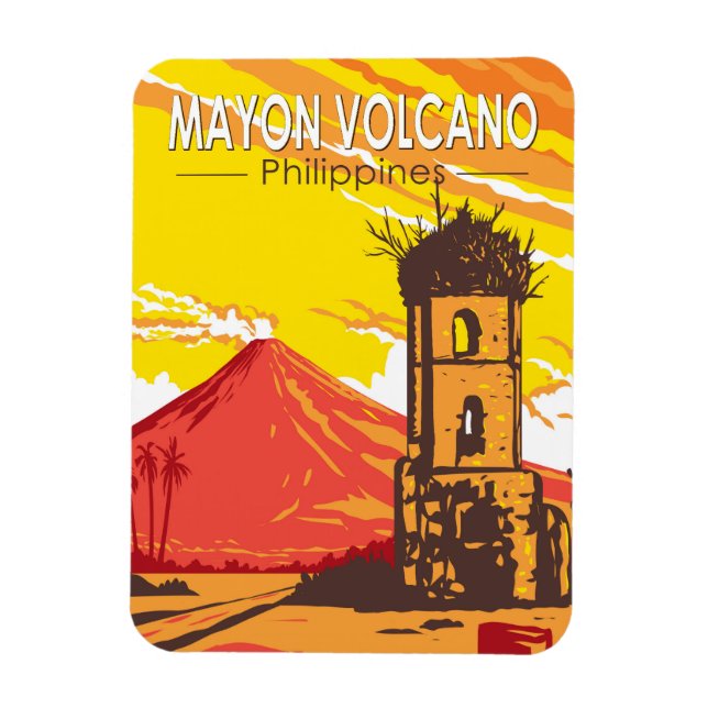 Mayon Volcano Cagsawa Ruins Philippines Magnet (Vertikal)