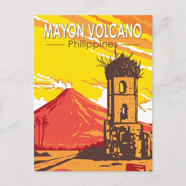 Mayon Volcano Cagsawa Ruins Philippines Postkarte (Vorderseite)