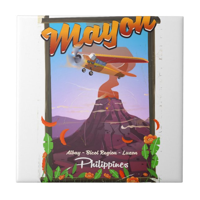 Mayon Volcano philippines Adventure Poster Fliese (Vorderseite)