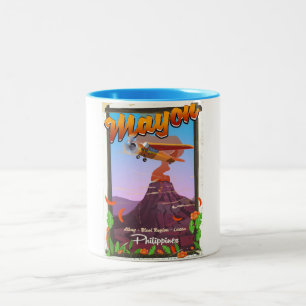 Mayon Volcano philippines Adventure Poster Zweifarbige Tasse