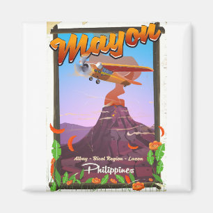 Mayon-Vulkan Philippinen Abenteuerposter Magnet